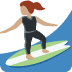 🏄🏽‍♀️ woman surfing: medium skin tone display on Twitter